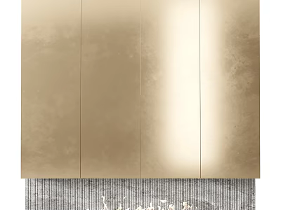Modern Gold Fireplace With Textured Surface And Gray Decorative Base 3d model