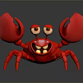 Cute Red Cartoon Crab With Large Claws And Smiling Face In Aquatic Setting