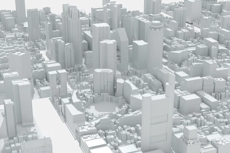 Modern Urban City Architecture With Dense High Rise Buildings And Detailed City Layout 3d model 