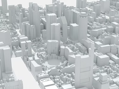 Modern Urban City Architecture With Dense High Rise Buildings And Detailed City Layout 3d model