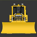 Yellow Komatsu Bulldozer Model With Tracks And Front Blade