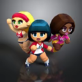 Chibi Style Female Cartoon Characters With Various Hair Colors And Sporty Outfits In Dynamic Poses