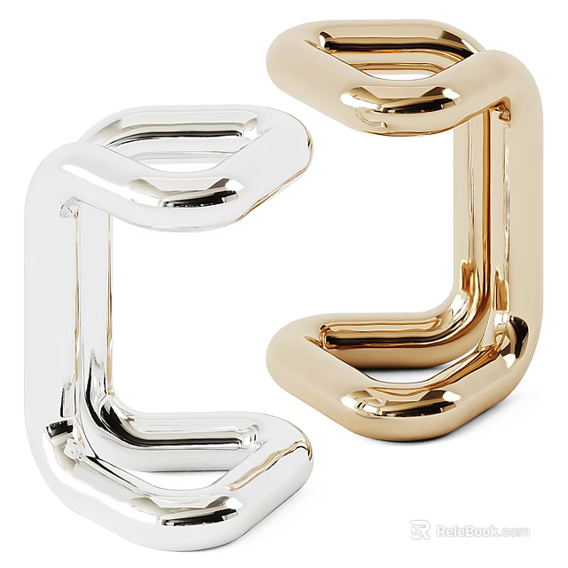 Modern Minimalist Metallic Side Table in Silver and Gold Geometric Design 3d model 