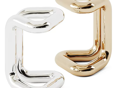Modern Minimalist Metallic Side Table in Silver and Gold Geometric Design 3d model