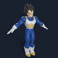 Game And Anime Character Vegeta With Spiky Black Hair Blue Battle Suit Yellow Accents