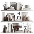 Modern Decorative Ornaments Books Vase Flora Decorations Tea Table Ornaments Wall Decoration Ornaments 3d model