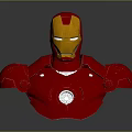 Iron Man Bust With Red Armor Gold Helmet Glowing Eyes And Arc Reactor