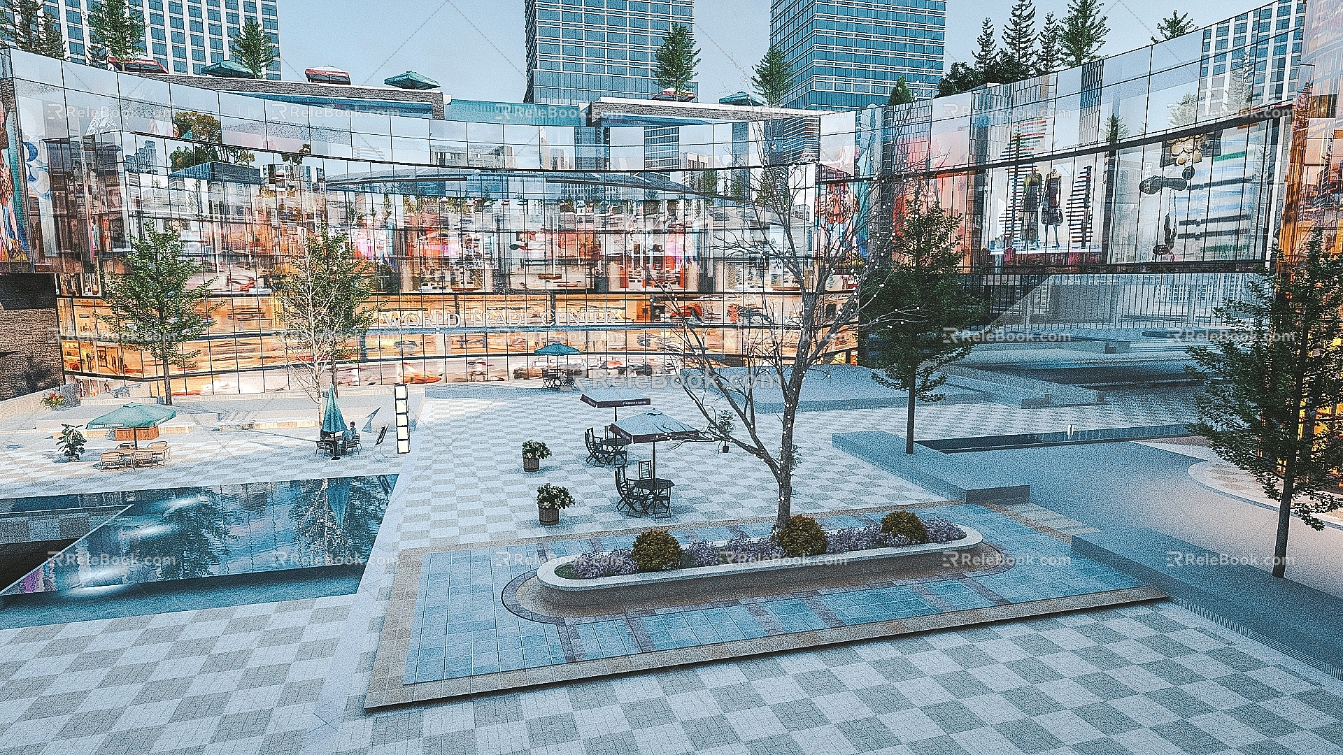 Modern Square Building Commercial Activity Atmosphere 3d model