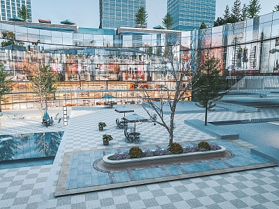 Modern Square Building Commercial Activity Atmosphere 3d model