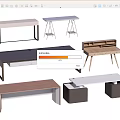 Various Modern Desks With Different Designs Shapes And Functional Features 3d model