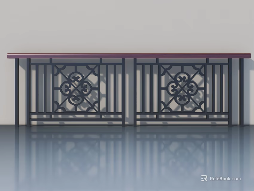 Modern Swing Door With Decorative Metal Patterns And Wooden Top Design 3d model 