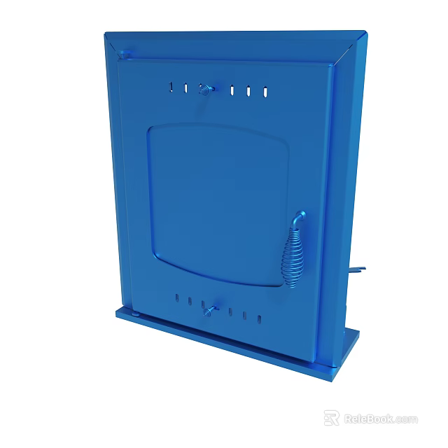 Blue Industrial Equipment With Door Handle And Spring Support Structure 3d model 