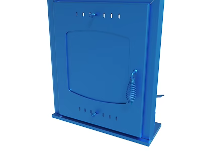 Blue Industrial Equipment With Door Handle And Spring Support Structure 3d model