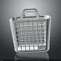 White Plastic Storage Basket With Grid Design And Handle For Home Use 3d model