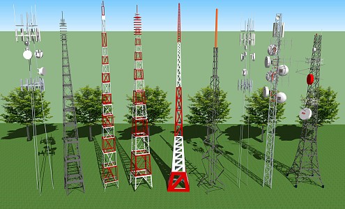 modern signal tower communication tower signal base station signal transmitting tower 3d model