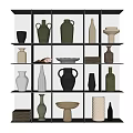 Ceramic Vessels Elegant Display On Floating Shelves With Assorted Shapes And Textures 3d model