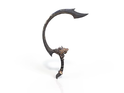 Ancient Scythe Like Weapon With Dragon Shaped Handle And Intricate Metallic Craftsmanship 3d model