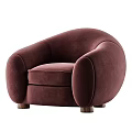 Modern Light Gray Velvet Accent Chair With Curved Arms And Wooden Legs