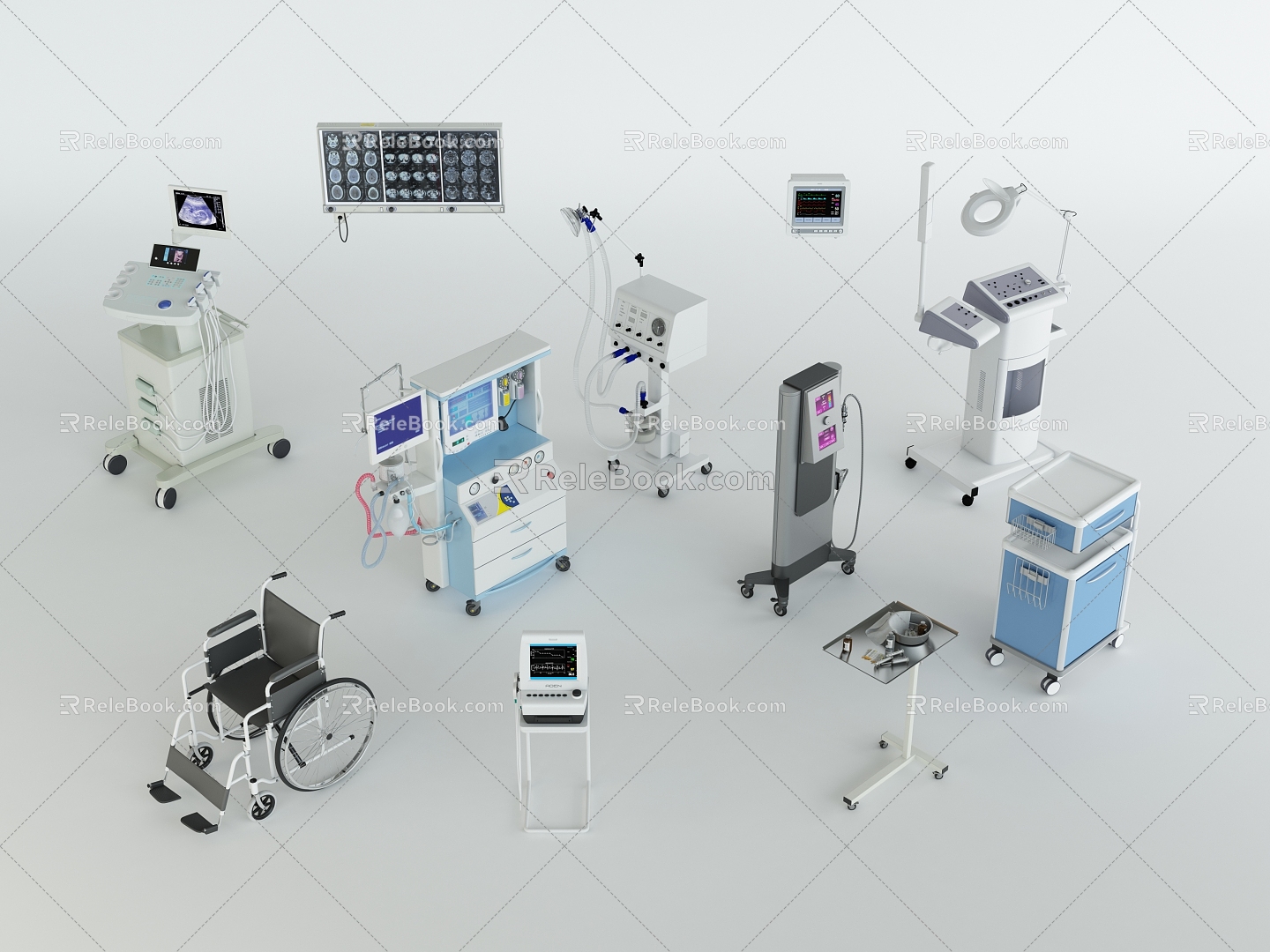 Modern Medical Equipment Medical Equipment Instruments Supermachine Magnetic Resonance Instrument Wheelchair 3d model