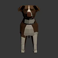 Low Poly Brown And White Dog With Collar On Gray Background And Reflection 3d model