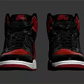 High Top Black Red Nike Swoosh Shoes With White Sole And Leather Upper