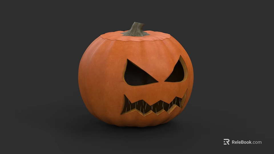 Spooky Halloween Pumpkin Carving With Detailed Face Design And Artistic Sculpture 3d model 