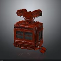 Red Industrial Mechanical Device With Circular Top Sensors And Grille Windows