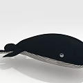 Cute Whale Shaped Pillow Black with White Striped Belly and Eye Detail