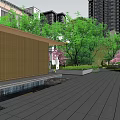 Garden Landscape Design With Lush Green Trees Wooden Pathways Pond And Rock Formations