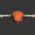 Game And Movie Character With Red Hair Green Top Beige Pants Red Shoes Arms Outstretched