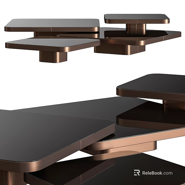 Elegant Modern Luxury Dining Table With Black Tabletop And Metal Frame Design Structure 3d model 