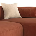 Brown Velvet Sectional Sofa With Multiple Cushions Ottoman And Striped Blanket