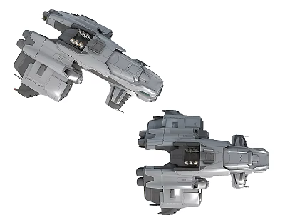 Futuristic Fighter Jet With Dual Angle Gray Exterior And Detailed Design Views 3d model