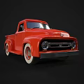Vintage Red Pickup Truck With Single Cab White Wheels And Classic Design