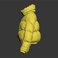 Oversized Yellow Puffer Jacket With High Neck And Black Zipper Design