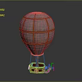 Decorative Purple Hot Air Balloon Model With Golden Stripes And Basket