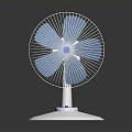 Modern Desktop Electric Fan With White Base And Blue Blades Design