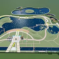 Waterfront Landscape Design Featuring Multiple Lakes Green Spaces And Walking Paths 3d model