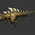 3D Dinosaur Creature With Green Yellow Body And Spiked Back Design
