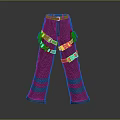 Gray Cargo Pants with Multiple Straps Red Belt and Utility Pockets Design