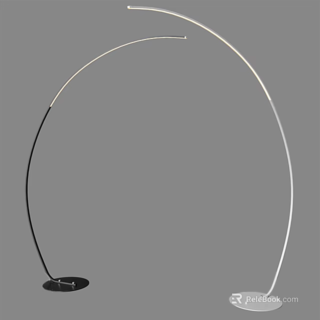 Sleek Modern Floor Lamp With Curved Metal Arm And Minimalist Design For Living Room Decor 3d model 