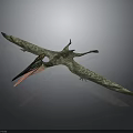 Realistic 3D Pterosaur Creature with Spread Wings Cranial Crest and Long Beak in Flying Pose