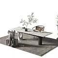 Modern Home Office Desk Setup With Chair Green Plants And Decorative Rug