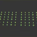 Colorful Equipment Icons Arranged in Rows on Black Background With Reflection Effect