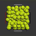 Metal Basket With Yellow Tennis Balls And Red Label On Metal Stand