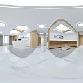 Modern Hospital Outpatient Clinic Reception Area With Reception Desk And Chairs