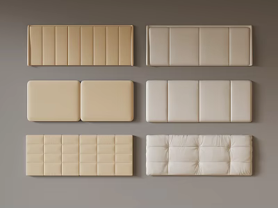 Upholstered Wall Panel Designs In Beige Light Gray With Various Stitch Patterns For Modern Interior 3d model