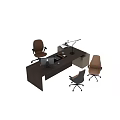 Modern Office Desk Setup With Computer Monitor Desk Lamp And Ergonomic Office Chairs