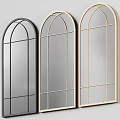 Modern Arch Shaped Mirrors With Gold And Black Metal Frames And Grid Design