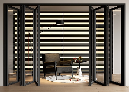 glass folding door glass sliding door sliding door leisure chair blinds 3d model